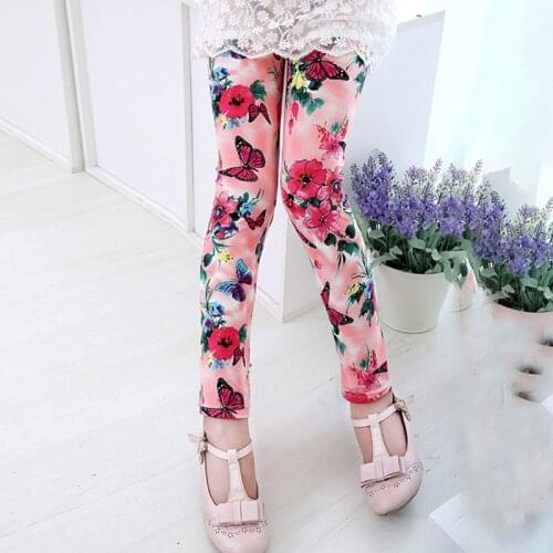Multi Color Girl Pants Printing Flower Children Pants Autumn Kids Leggings Skinny Girls Leggings Kids Clothing