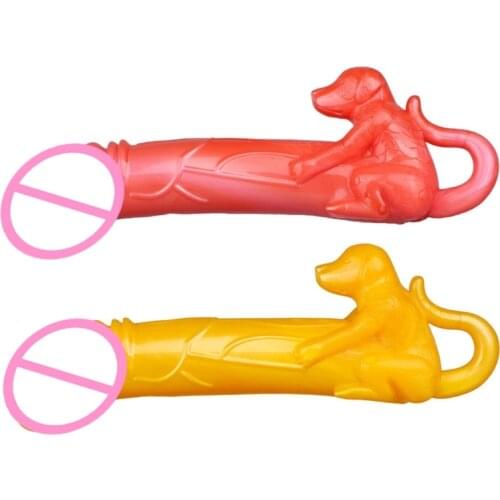 Glitter Realistic Animal Thrusting Dildo Glitter Shiny Butt Plug with Dog Embrace Design Stimulator Adult Sex Toys