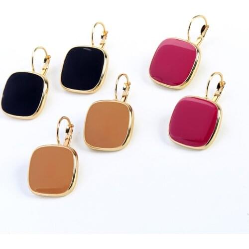 Fashion Stud Earrings Woman Sexy Madame Contracted Earrings Square Enamel Glaze Ornaments Geometry Earrings Jewelry Wholesale