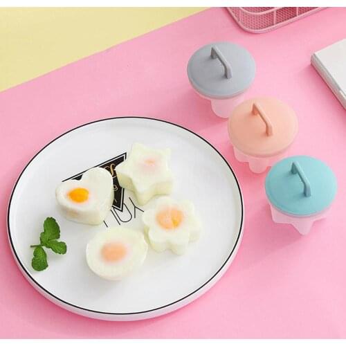 Practical 4 Pcs/Set Cute Egg Poacher Plastic Egg Boiler Kitchen Egg Cooker Tools Egg Mold Form Maker With Lid Brush Pancake