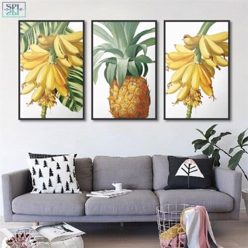 SPLSPL Baby Room Decor Posters and Prints Banana Pineapple Fruit Food Wall Art Canvas Oil Painting for Living Room Decoration