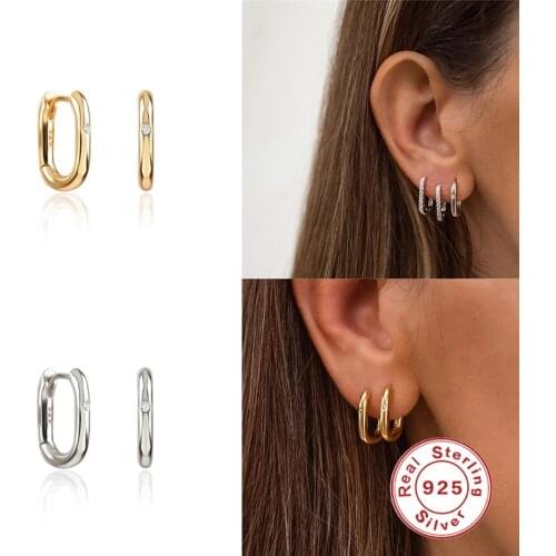 Viny O-Shaped Diamonds Pendientes 925 Sterling Silver Earrings For Women Piercing Earrings Hoops Серьги 2021 Trend Vintage Aros