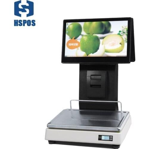 All in one Cash Register Scale 15.6 Inch Dual Touch Screen 30KG with Embedded 58mm Receipt Printer HS-CL30A
