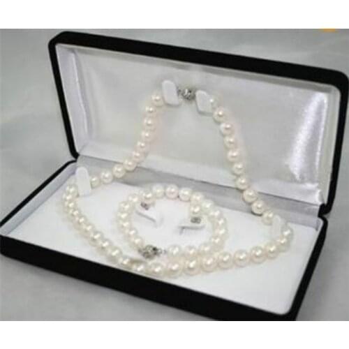 7-8MM White Freshwater Cultured Pearl Necklace 18INCH Bracelet Earring Set NO BOX