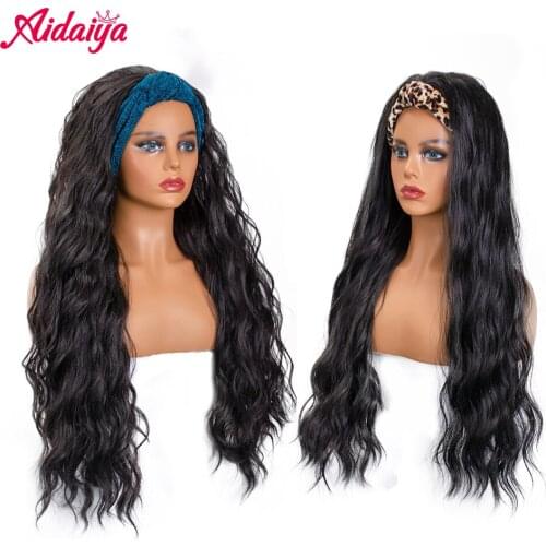 AIDAIYA Curly Water 36" Headband Wig Long Water Wave Hairstyle Wigs Synthetic Fiber For Black Women Wigs