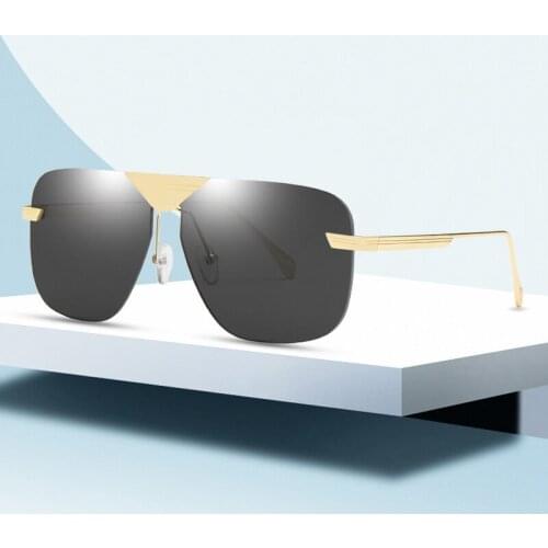 AOZE2020 Luxury fashion rimless square style pilot unisex oversize sunglasses cool popular brand design Casual sunglasses UV400