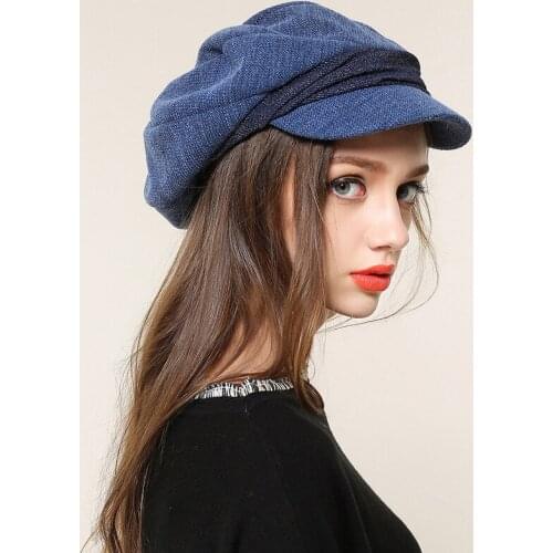 Blue Beret Hat Women Fall Winter Korean Berets Cap Autumn Ladies Fashion Warm Hats Female Vintage British All-match Caps H6850