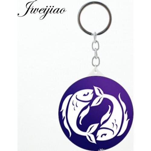JWEIJIAO Pisces Health keychains espelho 12 Horoscope Zodiac Sign Rat cow tiger Travel Mirror for best friends gift XZ13
