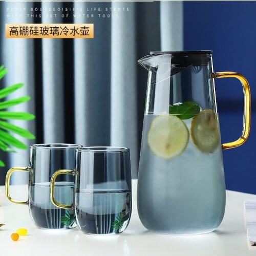 1.6L Borosilicate Glass Teapot Heat-Resistant Cold Water Bottle Filter Flower Teapot with Lid Handle Kettle Set Office Home Tool