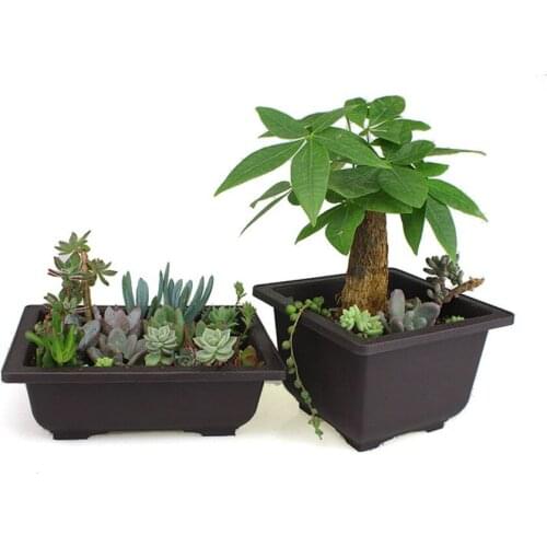 Flower Pot With Tray Balcony Square Flower Bonsai Bowl Nursery Basin pots Planter Imitation Plastic Rectangle Flower Pots