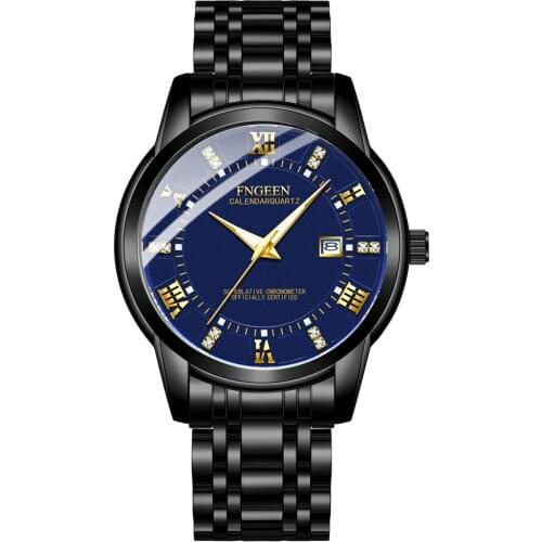FNGEEN 2081 New Waterproof Sports Stainless Steel Band Quartz Student Fashion Trend Mens-Business Watch Non-Mechanical Gift