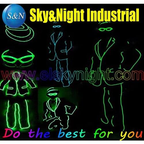 Flexible Neon Light EL Wire Rope Tube +Flashing Hat+Flashing Glasses+Battery Inverter with Butoon Controller Full Set