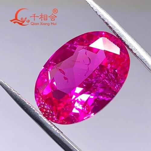 Artificial ruby 3# pink color oval shape natural cut including minor cracks and inclusions corundum loose gem stone