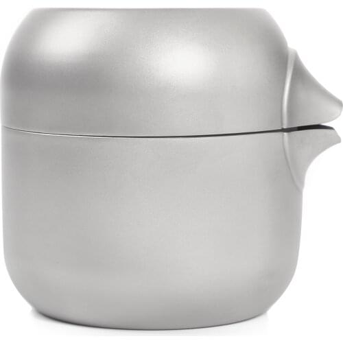 COMBO TITANIUM Double Layer Titanium Tea Kettle Pot with Titanium Cups Tea Strainer Teapot Set for Outdoor Indoor Camp