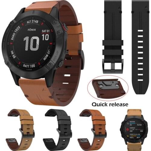 22 26mm Leather Watch Band For Garmin Fenix 5 6 5X 6X Quick Fit Strap For Garmin Fenix 3 3HR 5X 5 Plus 6 Pro Forerunner 935 945