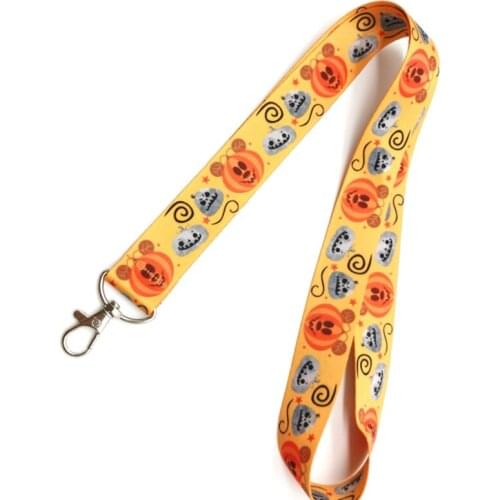 Mew 10 pcs cartoon Halloween pumpkin Lanyard for Keys Mobile Phone Neck Straps Cartoon Keychains