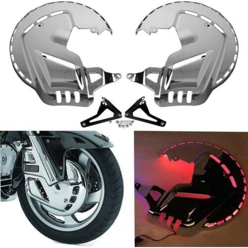 Motorcycle Chrome Brake Rotor Covers Red LED Ring Of Fire For Honda Goldwing GL1800 2001-2017 F6B 2013-2017