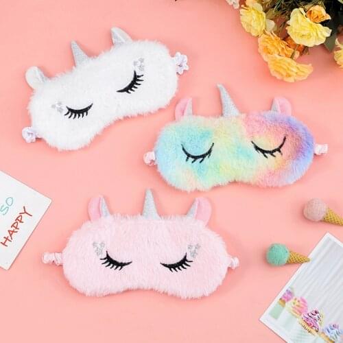 Unicorn Eye Mask Cute Sleeping Eye Band for Children WomenTravel Cute Soft Animal Eye Cover Blindfold Plush Shade Cover