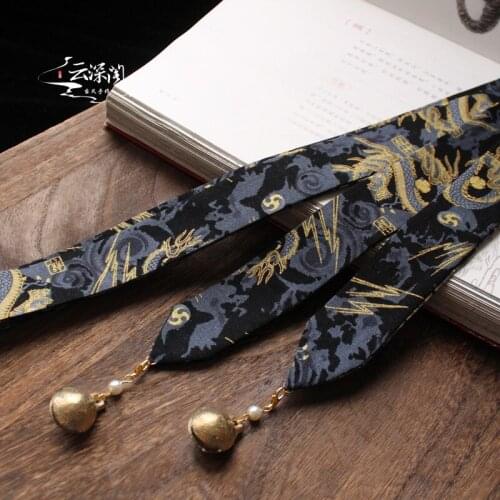 Copper Bell Handsome Dragon Pattern Forehead Men Women Cosplay Clothing Wiping Ancient Style Hair band Hanfu Tassel Headwear