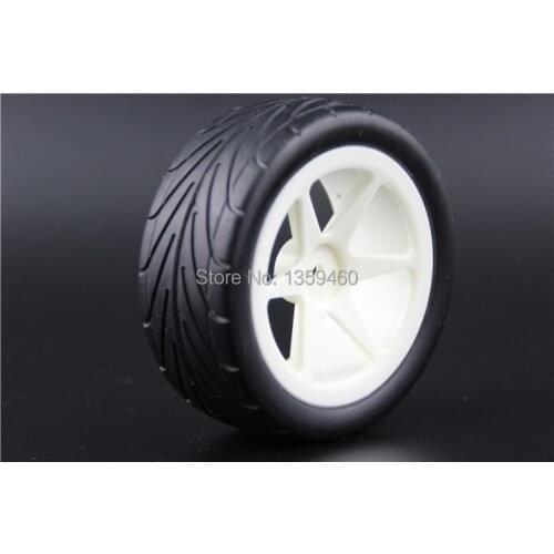 Pre-Glued 4pcs 1/10 Buggy Tires Tyre(On-Road) 6 Spoke White Wheel Rim fits for 1:10 4WD Buggy Car 1/10 Tire