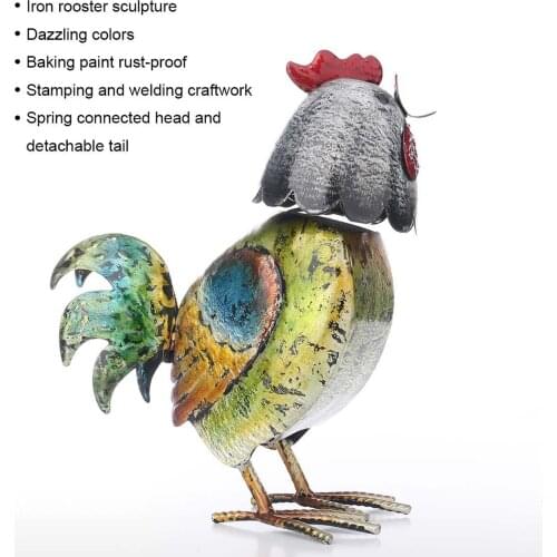 Crafts Sculpture Colorful Iron Rooster Statue Ornaments for TV Cabinet