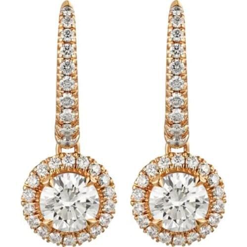 18K Au750 Rose Gold Stud Earrings Women Wedding Anniversary Engagement Party Round Moissanite Diamond Elegant Trendy Romantic