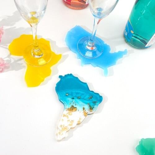 Silicone Casting Molds For DIY Intercontinental Continent Map Resin Coaster Silicone Map Molds For Epoxy UV Reisn Craft