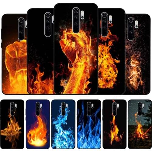 Fire black Silicone Phone Case For Redmi note 9 8 7 Pro S 8T 7A Cover