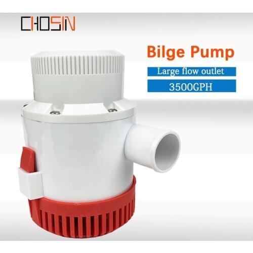 3500GPH Large Flow Dc 12v 24v Bilge Pump Electric Water Pump For Boats Accessories Marin Submersible Boat Water Pump 12 24 Volt