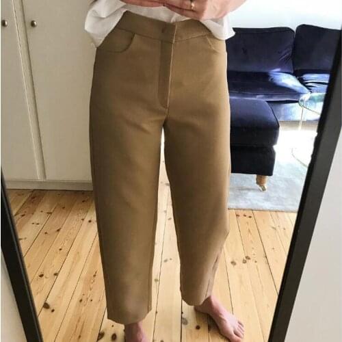 Spring and autumn womens pants casual solid color high waist pants