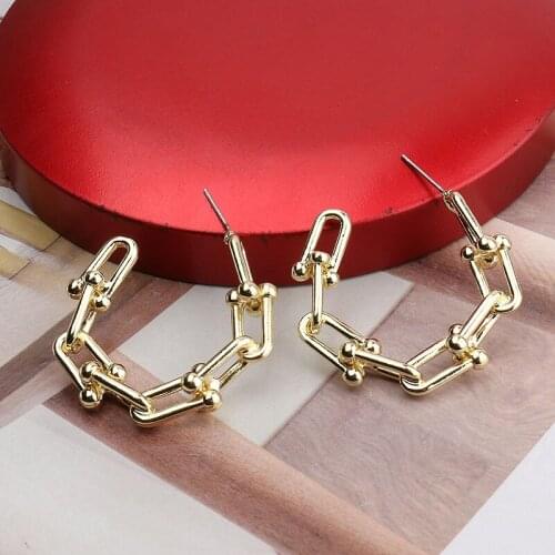 Bohemia earrings 2020 trend For Women C Shaped Hyperbole Gold color Chain earrings Women Wedding Jewelry Bridesmaid gift 1997