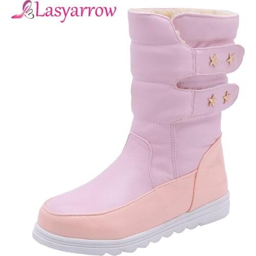 Lasyarrow Women Winter Boots Female Winter Boots Waterproof Girls Snow Boots Ladies Platform Shoes Woman Warm Plush Botas Mujer