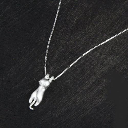 2019 Boho Vintage Silver Color Cat Necklaces For Women Long Choker Necklaces Girl Gift Collar Mujer Collares