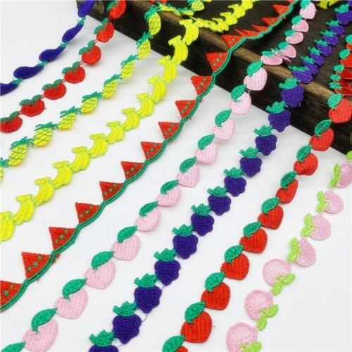 1yard 20mm Fruit Shaped Colorful Lace Trim For Knitting Wedding Embroidered DIY Handmade Patchwork Ribbon Sewing Supplies Crafts