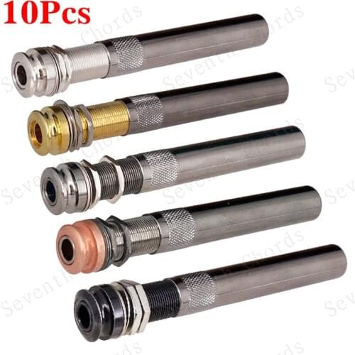 10 Pcs Brass 6.35mm Guitar Bass End Pin EndPin output Input Jack Pickup Plug Socket With Long Threaded bushing Sleeve
