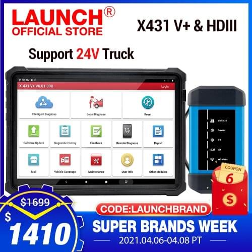 2020 LAUNCH X431 V Plus tablet & HD 4.0 Truck Full System Diagnostic tool obd2 bluetooth HD heavy duty support 24 Truck DHL free