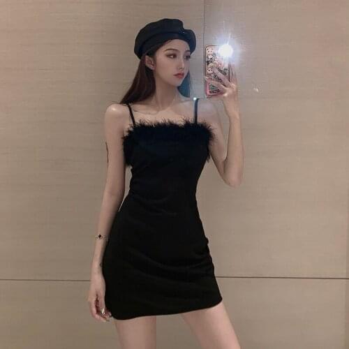2020 ladies goddess Fan winter temperament sexy tight hip strap dress