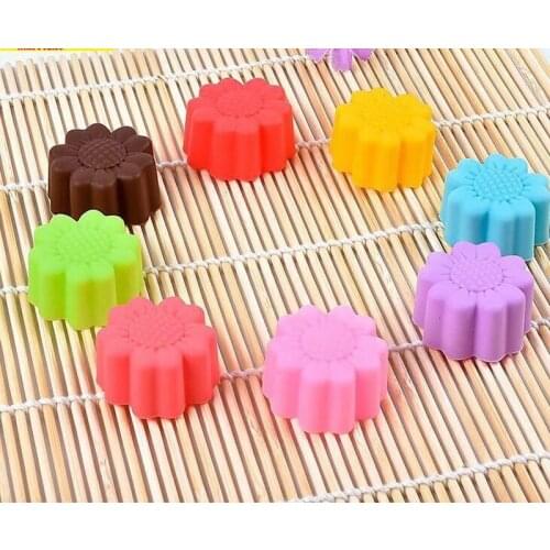Muffin Cup 5cm Soft Silicone Cake Mold Chocolate Mould Plum Flower Shape Cupcake Baking Tool Mix Colors, 1000pcs