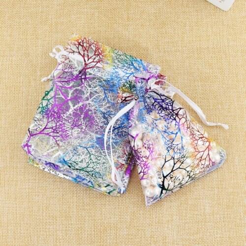 Free Shipping 100pcs/lot White Coralline Organza Bag 7x9cm Small Jewelry Pouch Bag Favor Charms Gift Jewelry Packaging Bags