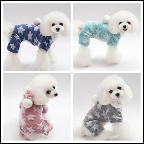 Fleece Dog Pajamas Jumpsuit Winter Dog Clothes Star Pattern Warm Jumpsuits Coat For Small Dogs Puppy Dog Cat Clothing Jumpsuits