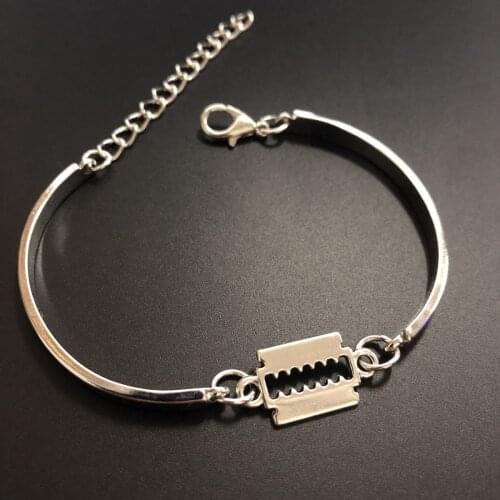 Gothic Hand Made Fine Razor Blade Cuff Bangle Bracelet Jewelry Charm Bracelet Bracelets for Women