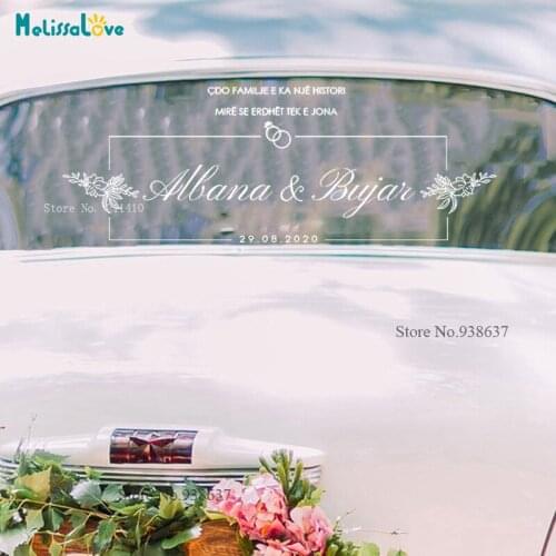 Custom Text Wedding Wall Floor Sticker Car Decals Western Simple Style Personalized Name and Date Vinyl Celebration Décor YT5136