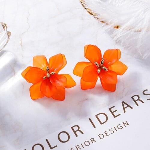 Korea Retro Fairy Exaggeration Stud Earring Acrylic Big Flower Earrings for Women Girl Fashion Jewelry Accessories