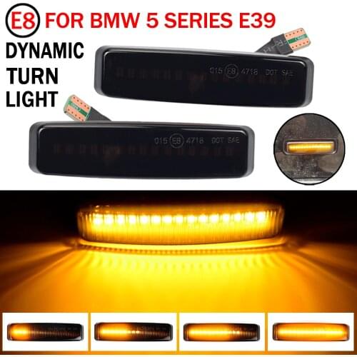 2pcs For BMW 5 Series E39 1995-2003 M5 Dynamic Blinking Side Marker Lights Assembly Turn Signal LED Light Indicator Assembly