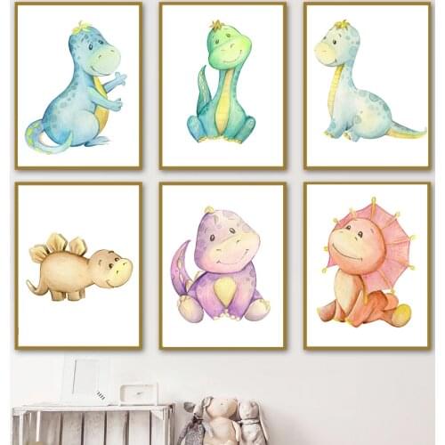 Cartoon Dinosaur Tyrannosaurus Nursery Wall Art Canvas Painting Nordic Posters And Prints Wall Pictures For Baby Kids Room Decor