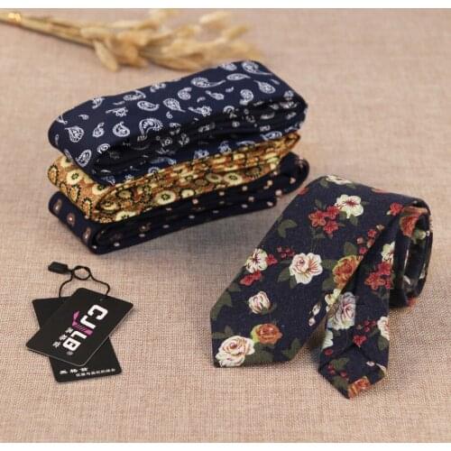22colors mens fashion designer casual Skinny ties slim cotton print flower for men 6cm wedding high quality 50pcs/lot