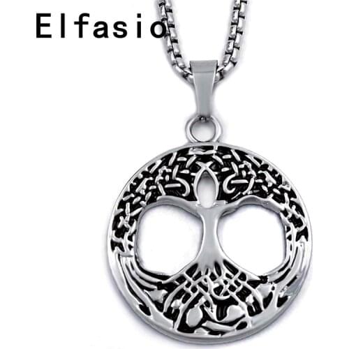 Men Pewter Pendant Irish Celtic knot Tree of life Stainless steel Necklace Chain Necklace Jewelry P219