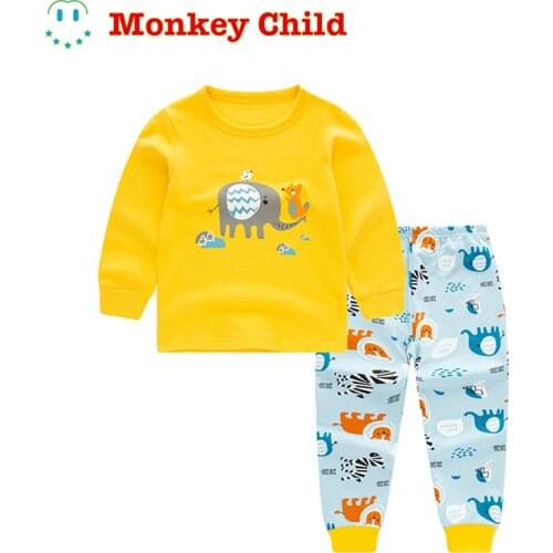 2021 New Cotton Childrens Pajamas Sets Winter Warm Baby Girls Boys Clothes Cartoon Kids Sleepwear Long Comfortable
