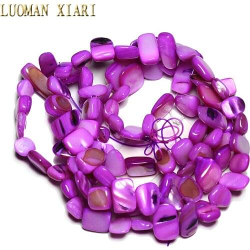 Wholesale 9-16mm Dyed Purplish Red Natural Shell Side Hole Beads For Jewelry Making Strand 34 '' DIY Necklace Bracelet