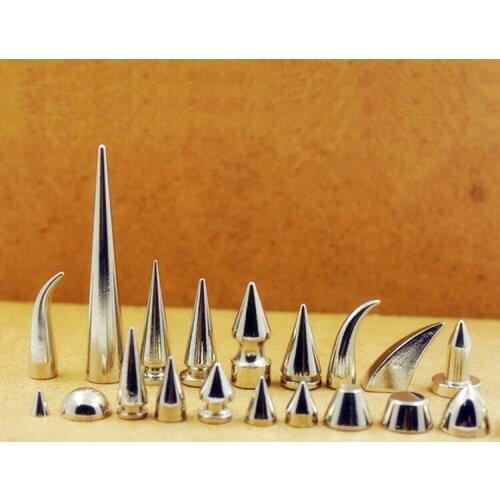 Punk 5 sets / pack 26 kinds of belt jacket screw fastening rivet tip silver electroplating fashion rivet shoes leather process